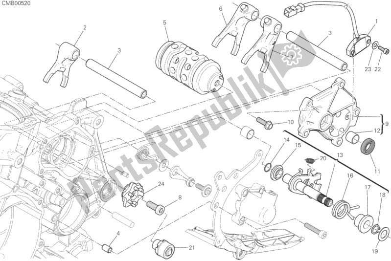All parts for the Gearchange Control of the Ducati Superbike 959 Panigale ABS USA 2019